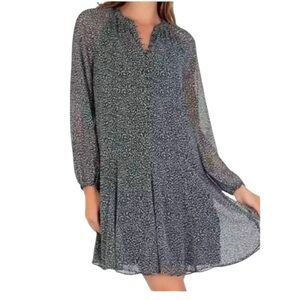 Joie Dark Arctic Animal Spot Balloon Green Lined Dress. Size XXL.